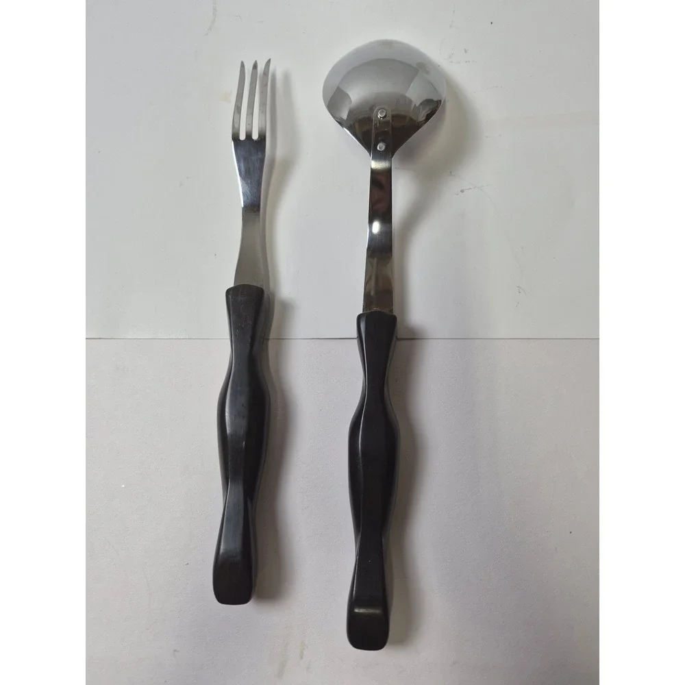 Cutco 1726 KD Serving Spoon and Fork Set Vintage Brown Classic Handle USA Made